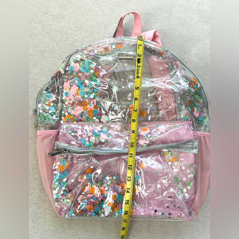 Packed Party Pink Clear Sequin Floral Backpack - Picture 7 of 9